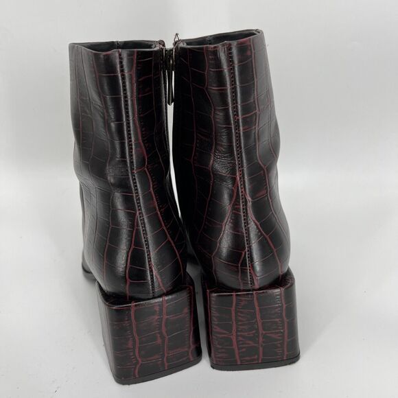 Seychelles Boots Womens 6.5 Burgundy Croc Embossed Siesta Bootie - Picture 6 of 11